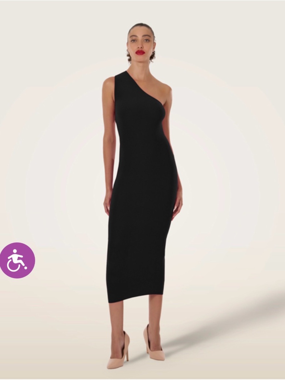 Wolford One-Shoulder Black Midi Dress